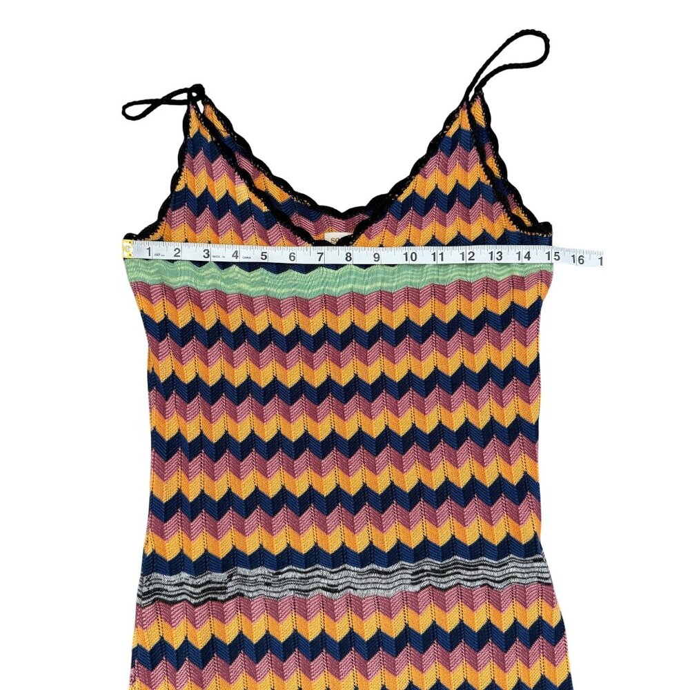 Scotch & Soda Women Size S Chevron Knit Maxi Dress Sleeveless Cotton Artsy Beach - Picture 7 of 8